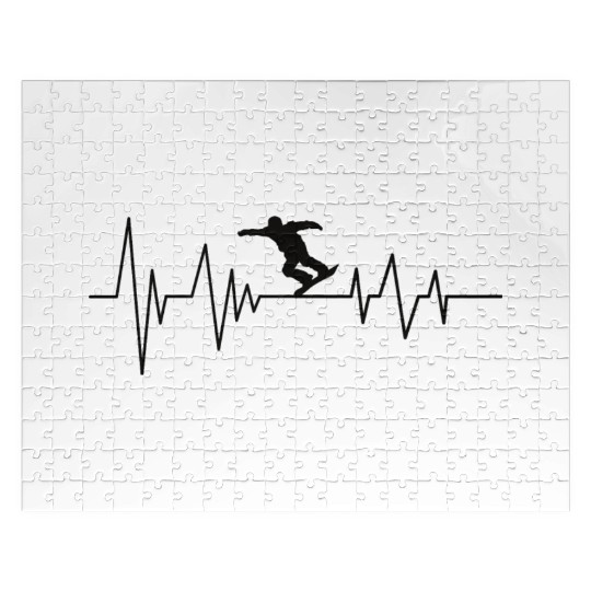 Snowboarding Heartbeat Line - Gift For Adventurer Jigsaw Puzzles