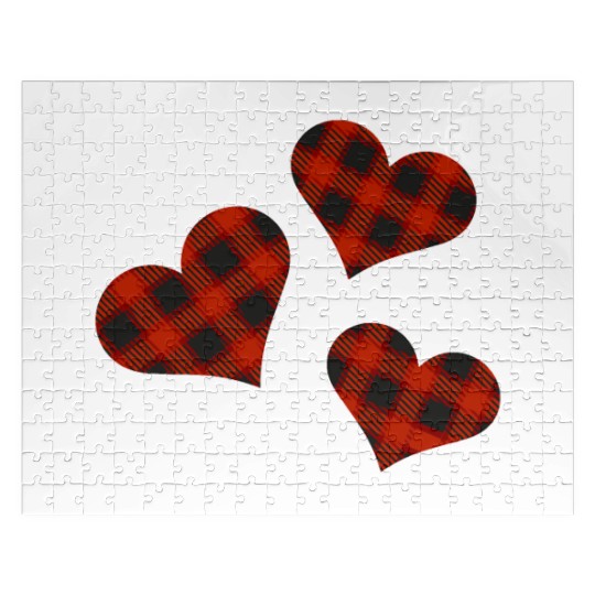 Buffalo Plaid Hearts Jigsaw Puzzles