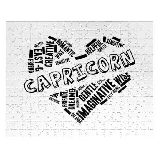 Capricorn Heart Word Cloud Doodle Astrology Zodiac Jigsaw Puzzles