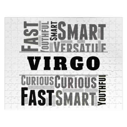 Virgo Zodiac Star Sign Word Cloud Square Monochrom Jigsaw Puzzles