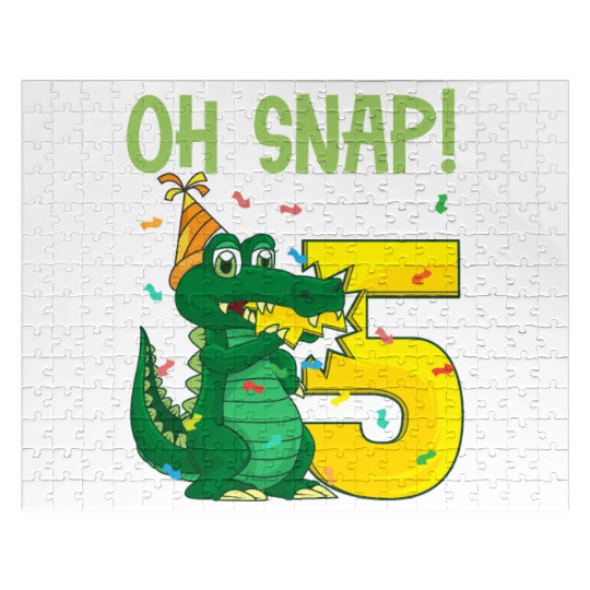 Oh Snap I'm 5 Crocodile 5th birthday Alligator Jigsaw Puzzles