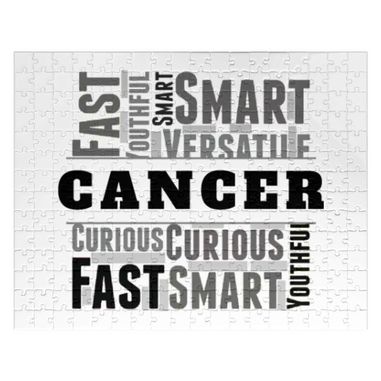Cancer Zodiac Star Sign Word Cloud Square Monochro Jigsaw Puzzles