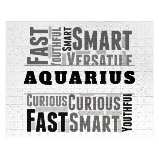 Aquarius Zodiac Star Sign Word Cloud Square Monoch Jigsaw Puzzles