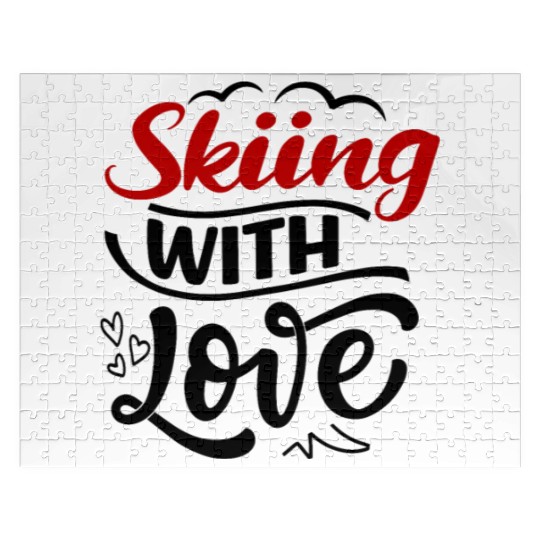 Skiing With Love - Snowboarding Lovers Jigsaw Puzzles
