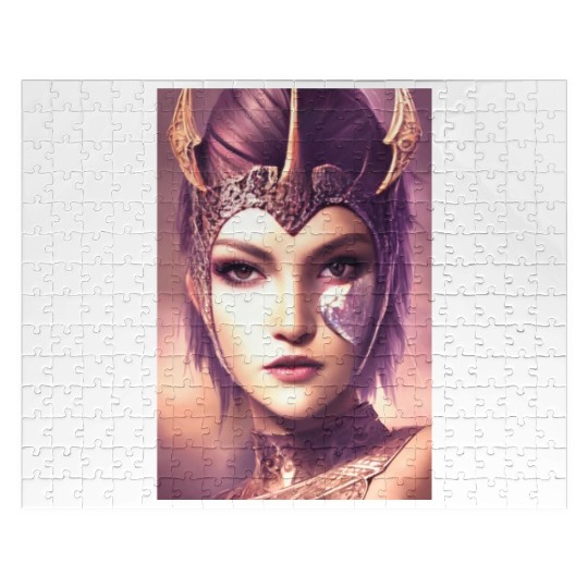 Warrior princess wearing gothic plate dark fantasy Jigsaw Puzzles