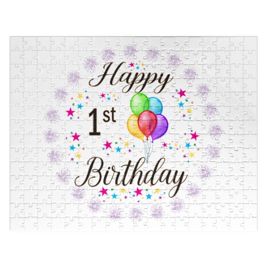 Happy 1st Birthday with Balloons Jigsaw Puzzles