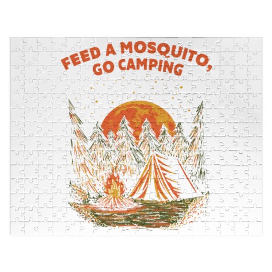 Feed a Mosquito Go Camping Funny Camper Humor Camp Jigsaw Puzzles