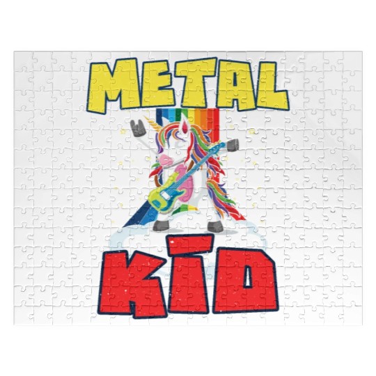 Rock Sign Guitar Unicorn Rainbow Metal Kid Music Jigsaw Puzzles