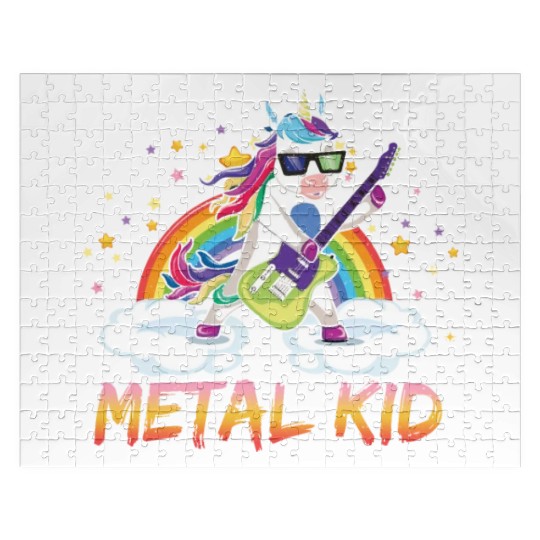 Metal Kid Music Guitar Unicorn Rainbow Heavy Rock Jigsaw Puzzles