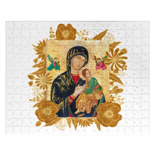 Our Lady of Perpetual Help Blessed Mother Mary Cat Jigsaw Puzzles