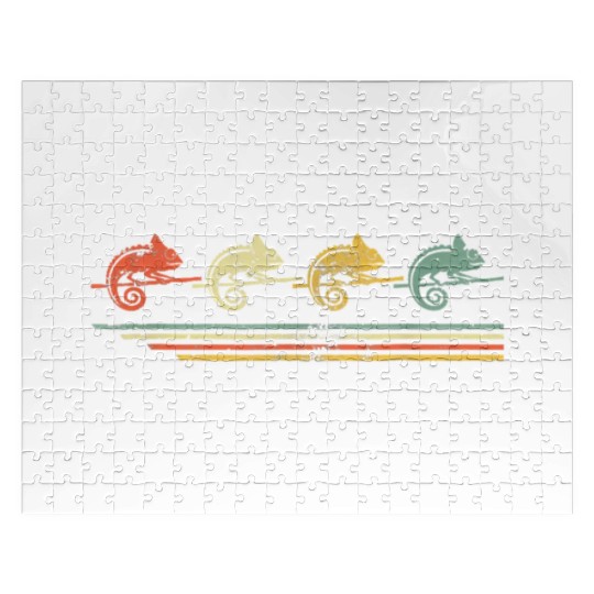 retro vintage chameleon lover animal father day Jigsaw Puzzles