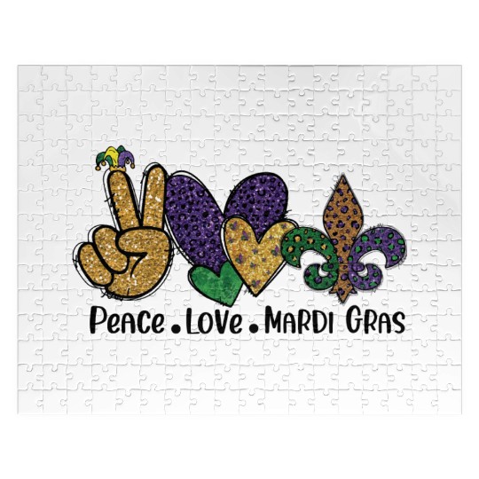 PEACE LOVE MARDI GRAS Jigsaw Puzzles