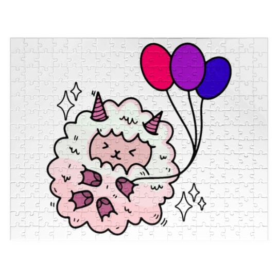 Cute Bisexual Sheep Bi Pride Color Balloons Jigsaw Puzzles