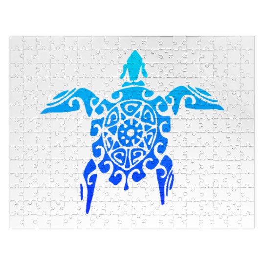 Hawaiian Tribal Sea Turtle Polynesian Tattoo Style Jigsaw Puzzles
