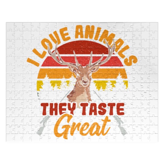 I Love Animals They Taste Great Deer Hunting Deer Jigsaw Puzzles