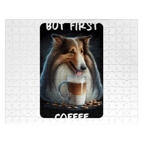 Collie - But First Coffee Jigsaw Puzzles