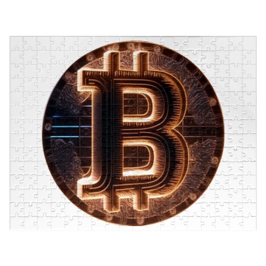 Bitcoin Gold logo Fire futuristic neon light Jigsaw Puzzles