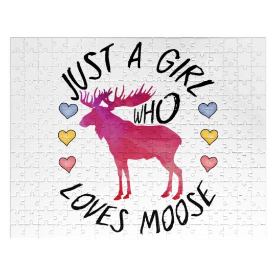 Just A Girl Who Loves Moose, cool design for moose Jigsaw Puzzles