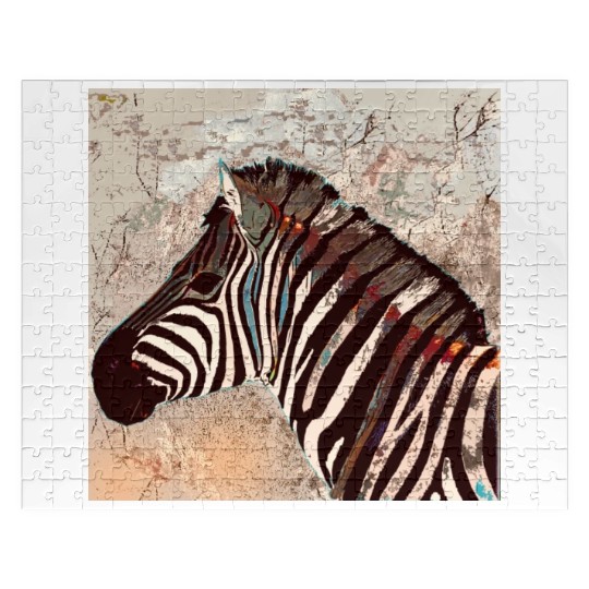 Zebra with neon colors Jigsaw Puzzles