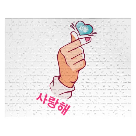 Kawaii Saranghae Korean Finger Heart K-Pop Kdrama Jigsaw Puzzles