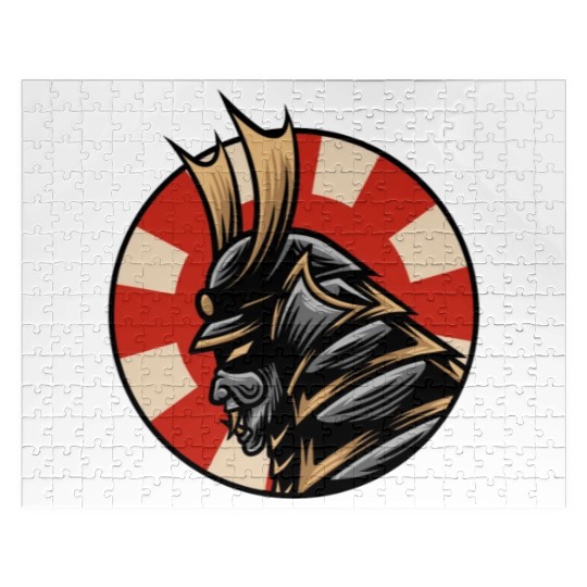 Bushido kabuki samurai japan graphic guntai mask Jigsaw Puzzles