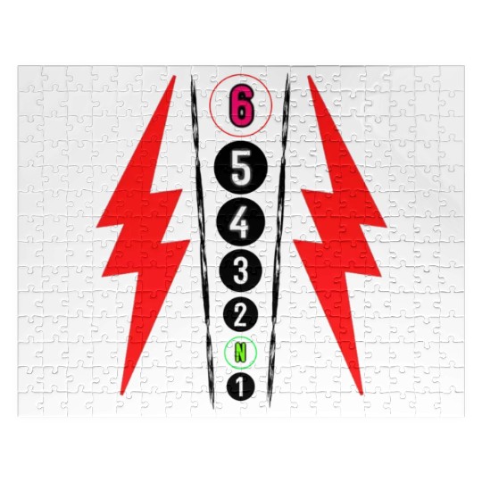 RED LIGHTNING BOLT MOTORCYCLE SHIFT PATTERN Jigsaw Puzzles