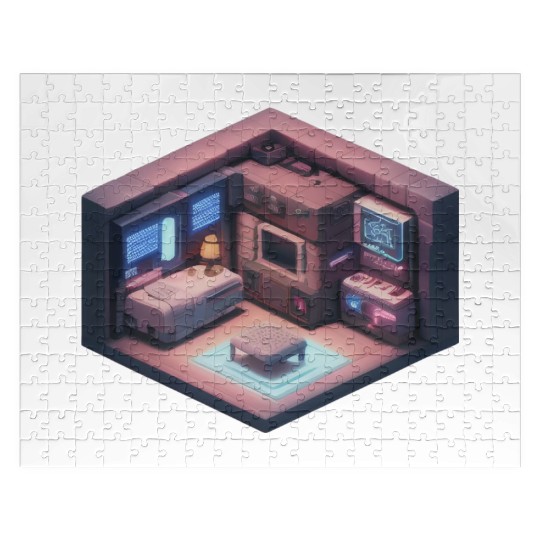 Voxel Room - Synthwave Retro Futuristic Room Jigsaw Puzzles