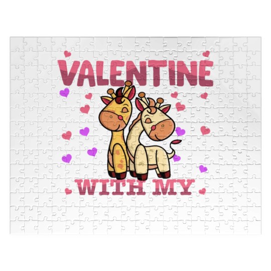 My First Valentine With My Giraffe Animal Heart Jigsaw Puzzles