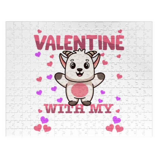 My First Valentine With My Goat Animal Heart Jigsaw Puzzles