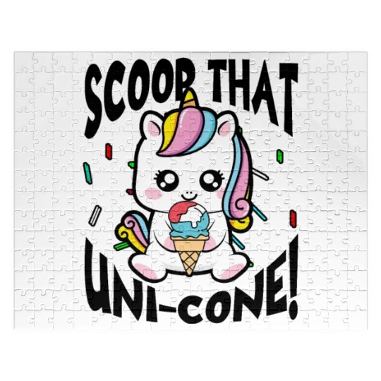 Rainbow Cute Unicorn Ice Cream Lover Mythical Jigsaw Puzzles