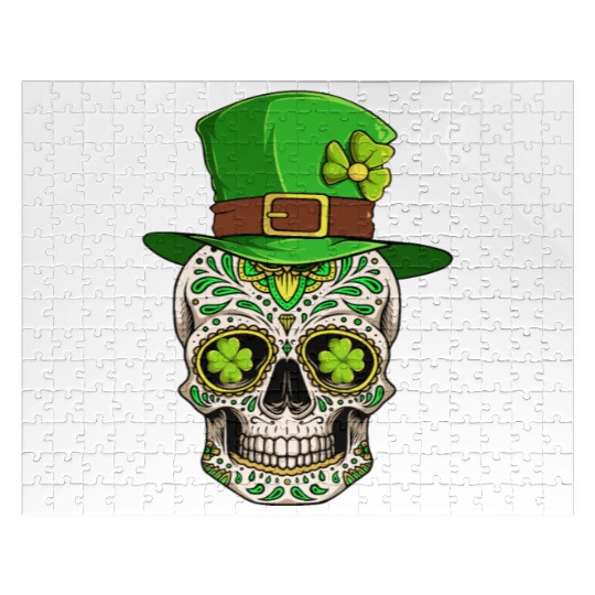 St Patricks Day Irish Sugar Skull Day Of Dead Jigsaw Puzzles