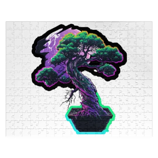 Synthwave Bonsai Tree Jigsaw Puzzles