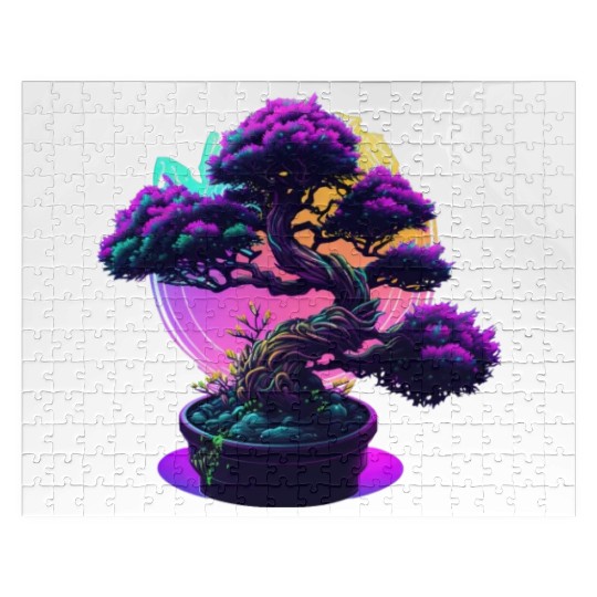 Synthwave Bonsai Tree Jigsaw Puzzles