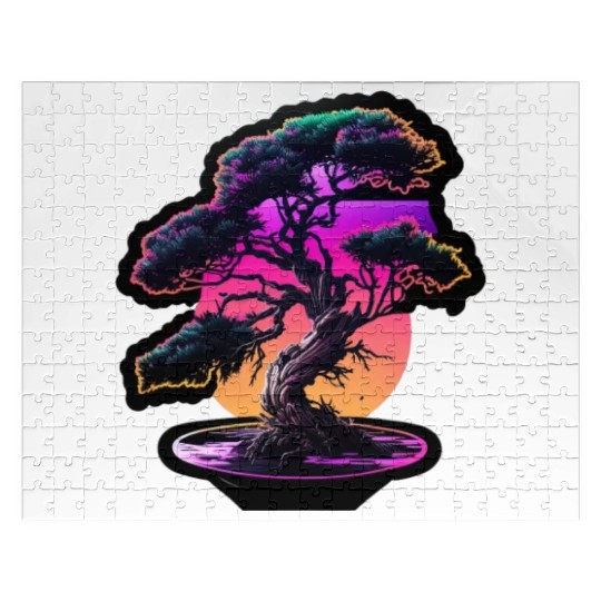 Synthwave Bonsai Tree Jigsaw Puzzles