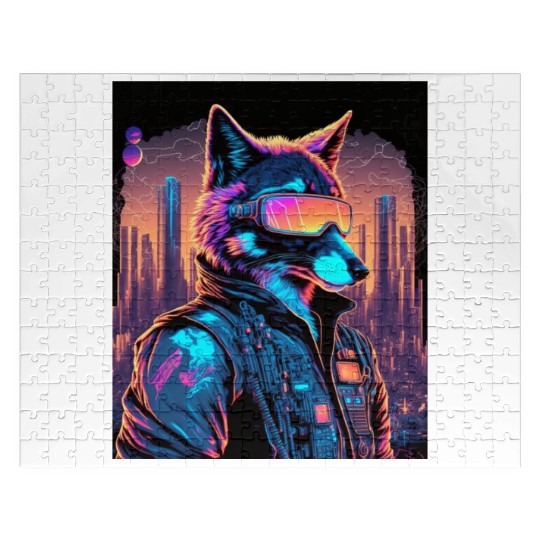 Retro Futuristic Synthwave Fox Jigsaw Puzzles