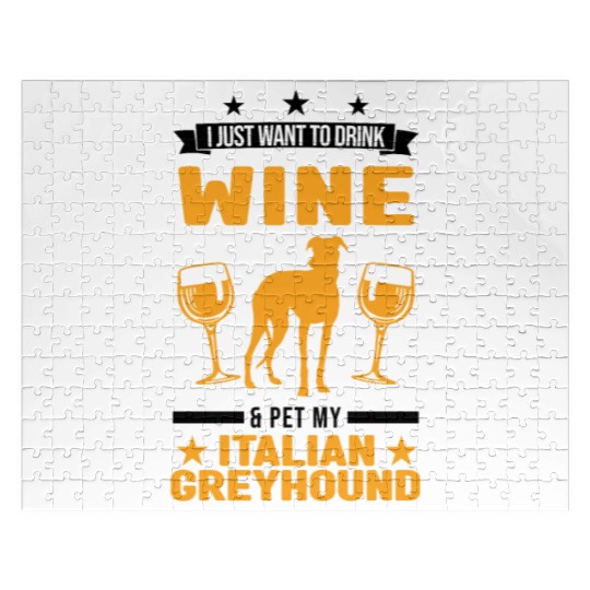 Italian Greyhound And Wine Jigsaw Puzzles