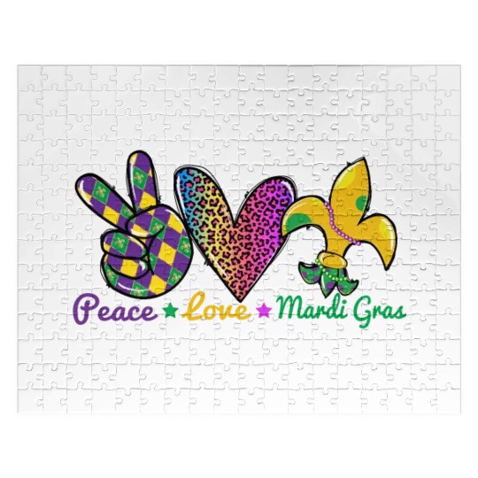 Love Peace Mardi Gras Outfit New Orleans Jigsaw Puzzles