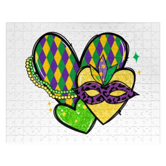 New Orleans Kids Girls Love Mardi Gras Outfit Jigsaw Puzzles