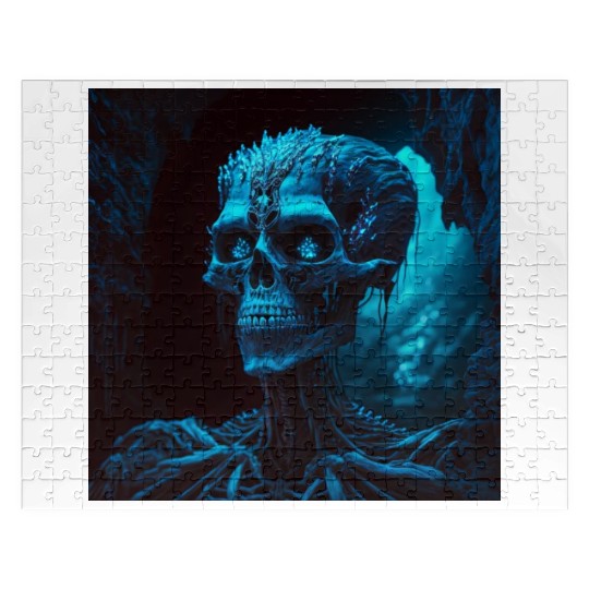 Glamour shot of a skeletal dark witch Jigsaw Puzzles
