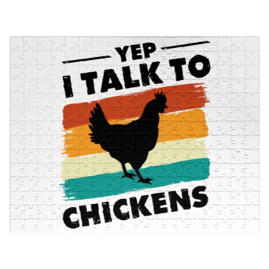Yep I Talk To Chickens Funny Chicken Farmer Retro Jigsaw Puzzles