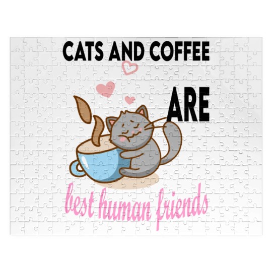 cats and coffee best human friends Jigsaw Puzzles