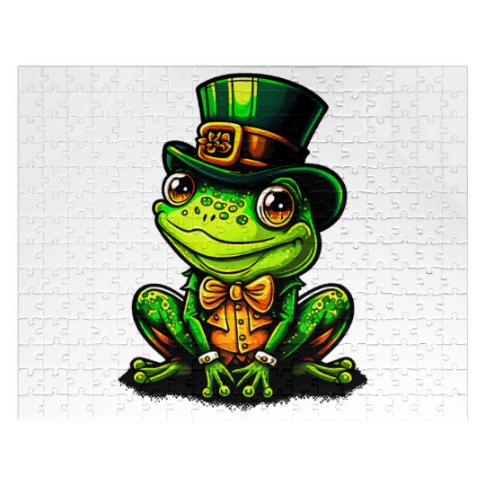 Magical Frog With St Patrick Day Top Hat Jigsaw Puzzles