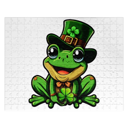 Lucky Frog St. Patrick's Day Top Hat Jigsaw Puzzles
