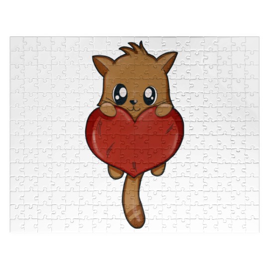 cat with Heart Jigsaw Puzzles