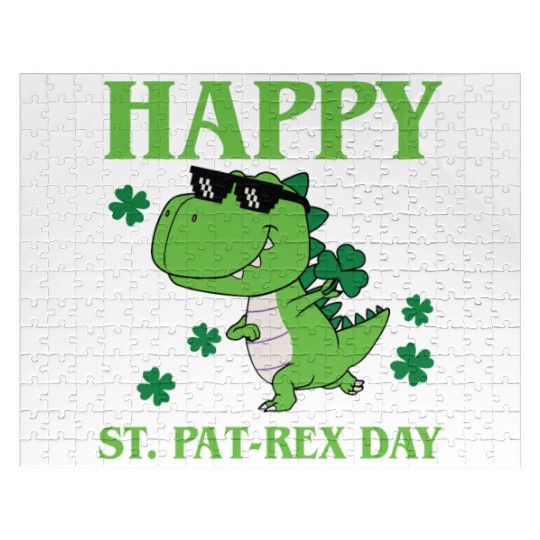 Happy St Pat-Rex Day Dinosaur Boys St Patricks Day Jigsaw Puzzles