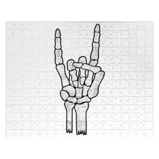 Skeleton Hand Rock Metal Sign Jigsaw Puzzles