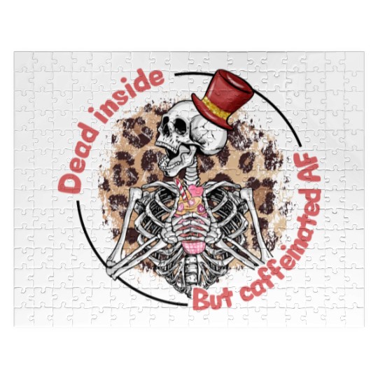 Dead Inside Caffeinated Skeleton Valentine Day Jigsaw Puzzles