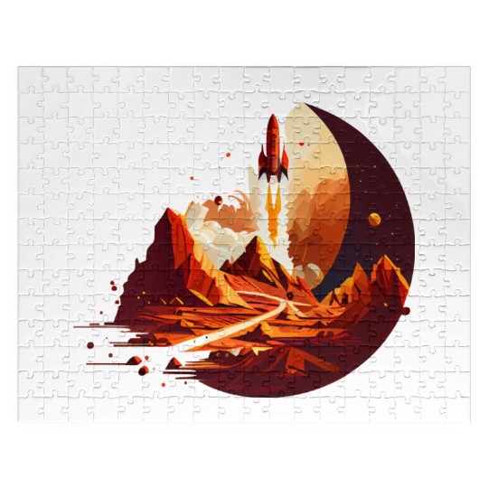 Vintage Space Science Mars Fiction Geek Solar Jigsaw Puzzles