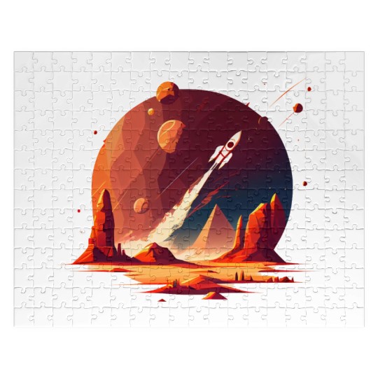 Vintage Space Science Mars Fiction Geek Solar Jigsaw Puzzles