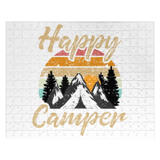 Funny Camping Hiking Lover Present Happy Camper Gi Jigsaw Puzzles